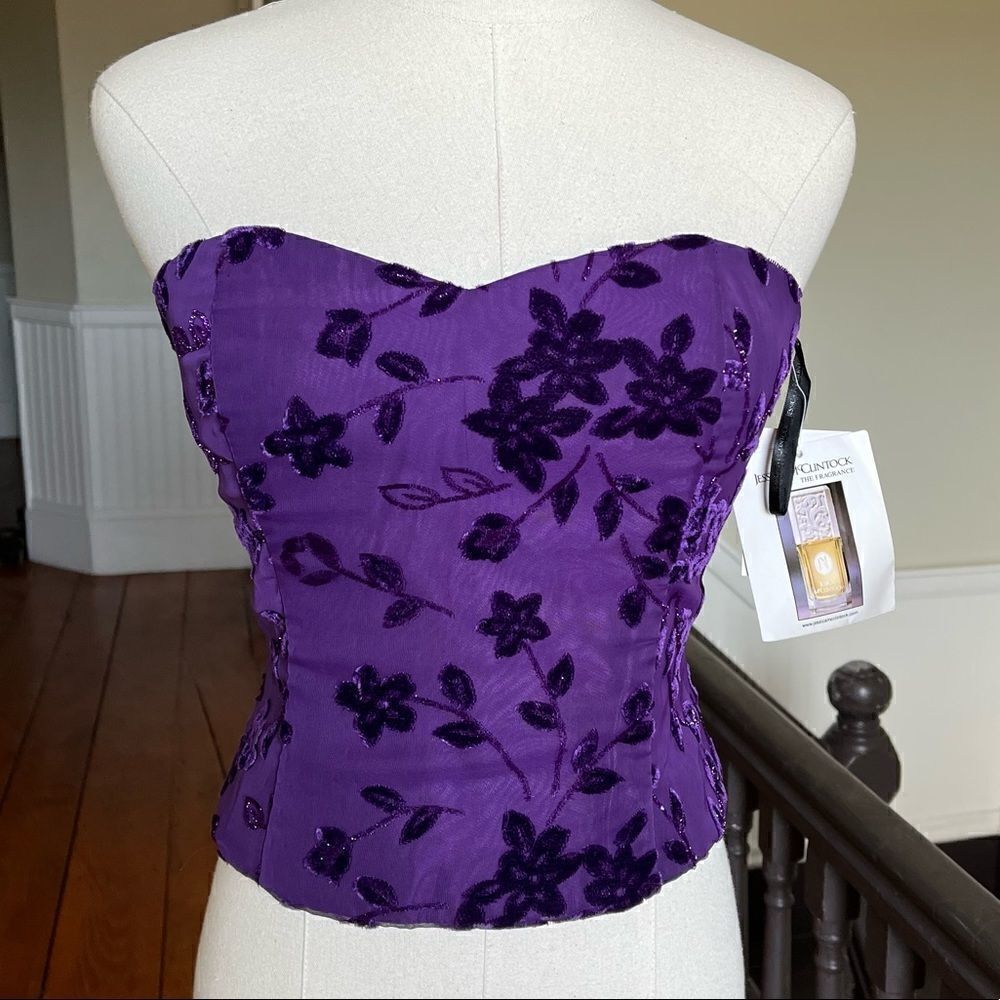 NEW ✨ Deadstock Scott McClintock Purple Sparkly Bustier Top 4 Petite